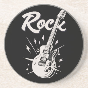 Electric guitar with rock word coaster