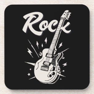 Electric guitar with rock word coaster
