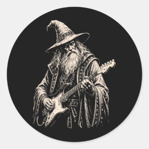 Electric Guitar Wizard Rock Star Sodasy Guitarist Classic Round Sticker