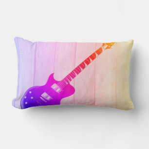 Electric Guitar & Wood Pop Art Lumbar Cushion