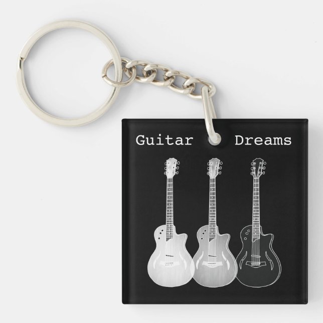 Electric guitars black and white  key ring (Front)