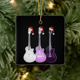 Electric Guitars Festive Purple Pop Art Cool Funny Ceramic Ornament