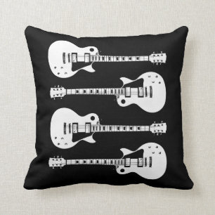 Electric Guitars Graphic in White Cushion