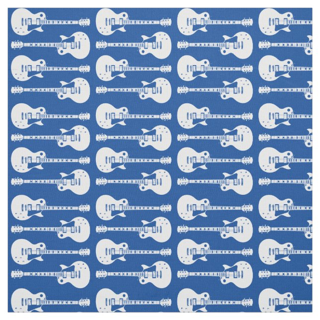 Electric Guitars Graphic in White Fabric (Swatch)