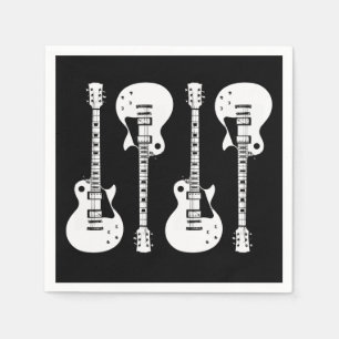Electric Guitars Graphic in White Napkin
