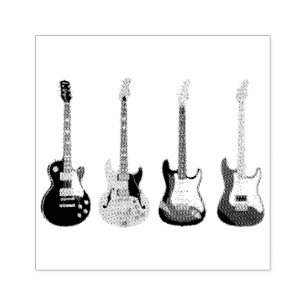 electric guitars rubber stamp