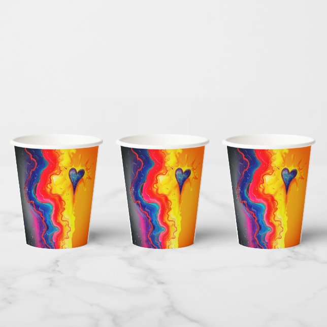 Electric Heart Abstract Flow Paper Cups (Multi)