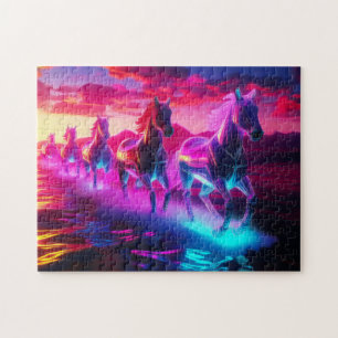 Electric Herd - Synthwave Horses Jigsaw Puzzle
