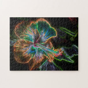 Electric Hibiscus Flower Art #2  Jigsaw Puzzle
