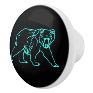 Electric Kodiak Bear Ceramic Knob