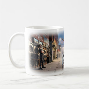 Electric Leap Above City Skyline Art Mug