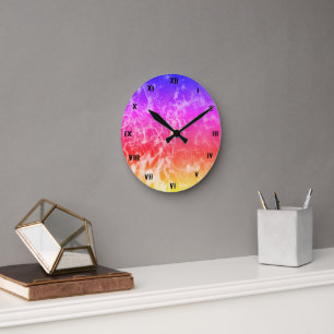 Electric Light Lines Gradient Abstract Modern. Round Clock