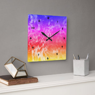 Electric Light Lines Gradient Abstract Modern. Square Wall Clock