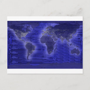 electric light world map postcard