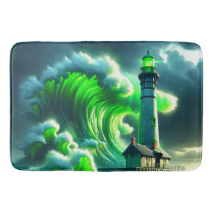 Electric Lighthouse Wave Scene Bath Mat