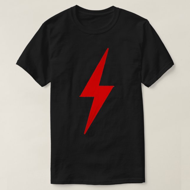 Electric Lightning Bolt Brush Stroke Graphic  Red  T-Shirt (Design Front)