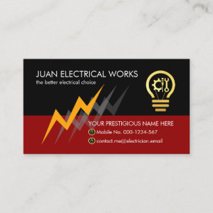 Electric Lightning Powers Electrician Service Business Card