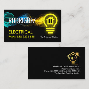 Electric Lightning Powers Lightbulb Business Card