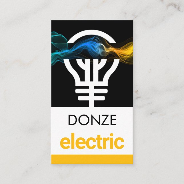 Electric Lightning Wave Powers Bulb Business Card (Front)