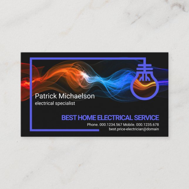 Electric Lightning Wire Circuit Frame Electrician Business Card (Front)