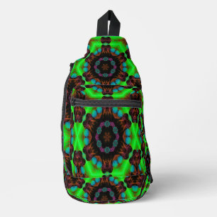 Electric Lime Cosmic Mandala Sling Backpack