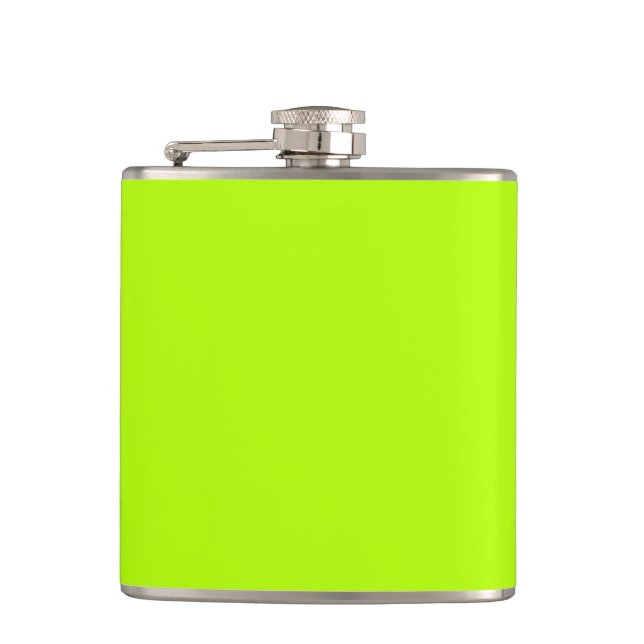 Electric Lime Green Accent Colour Decor Customise Hip Flask (Front)