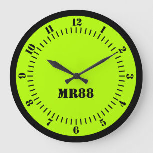 Electric Lime Green Accent Colour Decor Monogram Large Clock