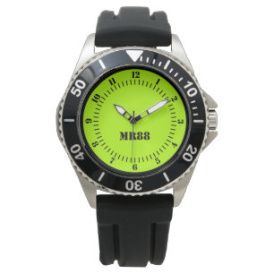 Electric Lime Green Accent Colour Decor Monogram Watch