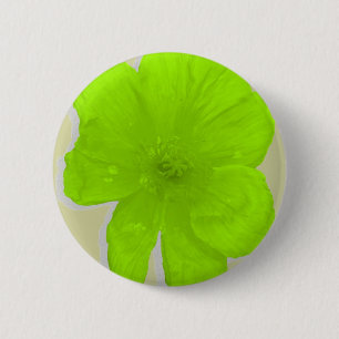 Electric Lime/ PopArt Flower 6 Cm Round Badge