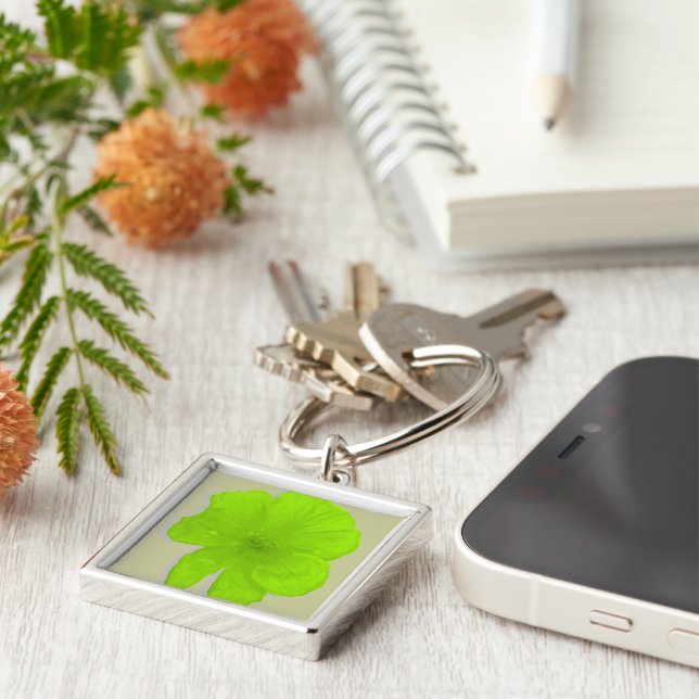 Electric Lime/ PopArt Flower Key Ring (Side)