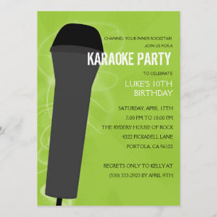 Electric Lime Rock Out Karaoke Birthday Party Invitation