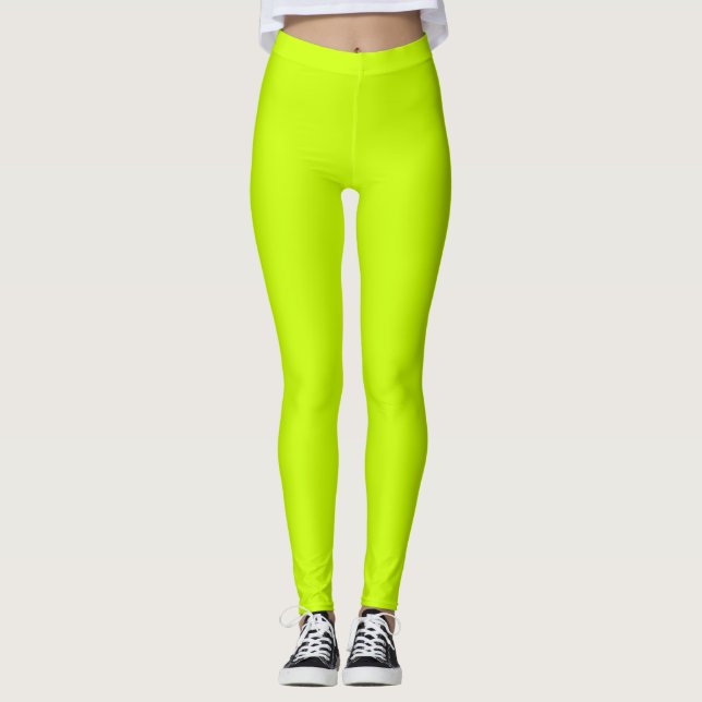 Electric Lime Solid colour  Leggings (Front)