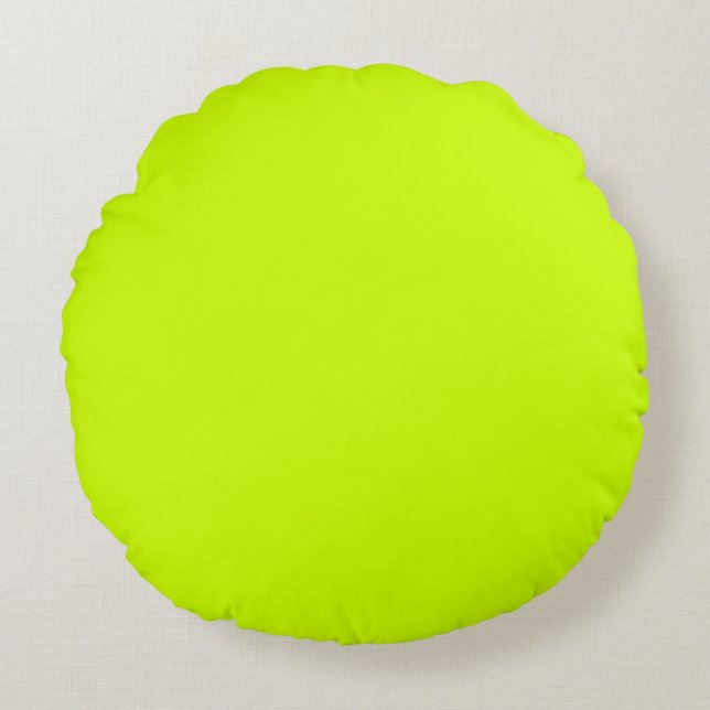Electric Lime Solid Colour Round Cushion (Front)