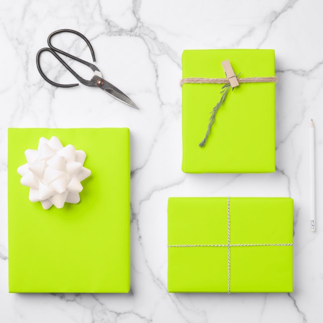 Electric Lime Solid Colour Wrapping Paper Sheet (Front)