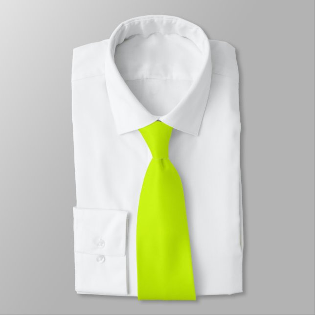 Electric Lime Solid Plain Colour  Tie (Tied)