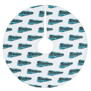Electric locomotive cartoon illustration brushed polyester tree skirt