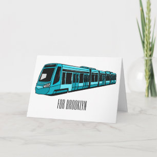 Electric locomotive cartoon illustration card