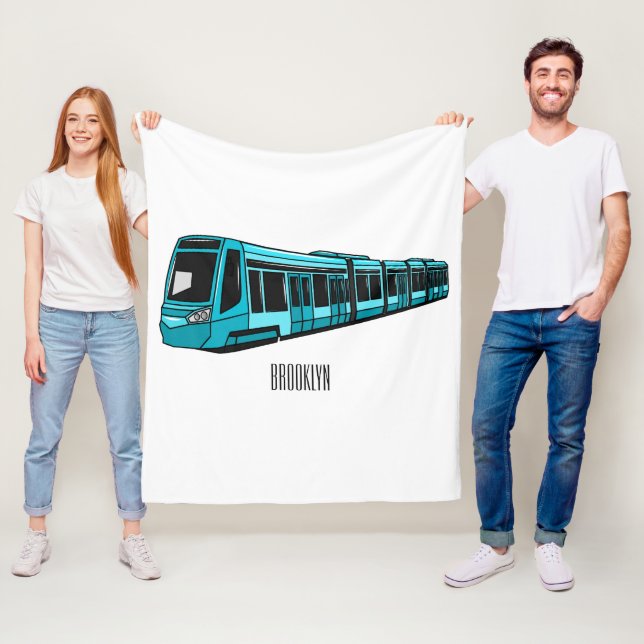 Electric locomotive cartoon illustration fleece blanket (In Situ)