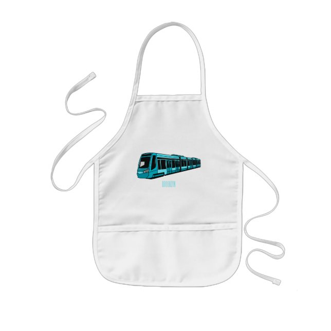 Electric locomotive cartoon illustration kids apron (Front)