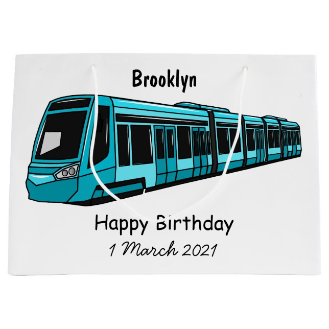 Electric locomotive cartoon illustration large gift bag (Front)