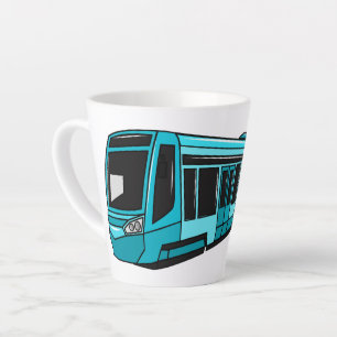 Electric locomotive cartoon illustration latte mug