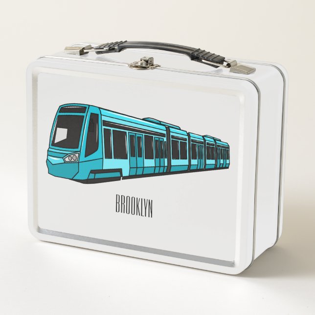 Electric locomotive cartoon illustration metal lunch box (Front)
