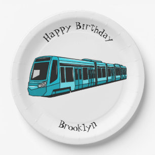 Electric locomotive cartoon illustration paper plate