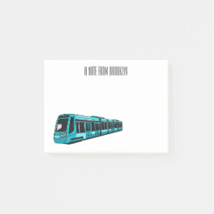Electric locomotive cartoon illustration post-it notes