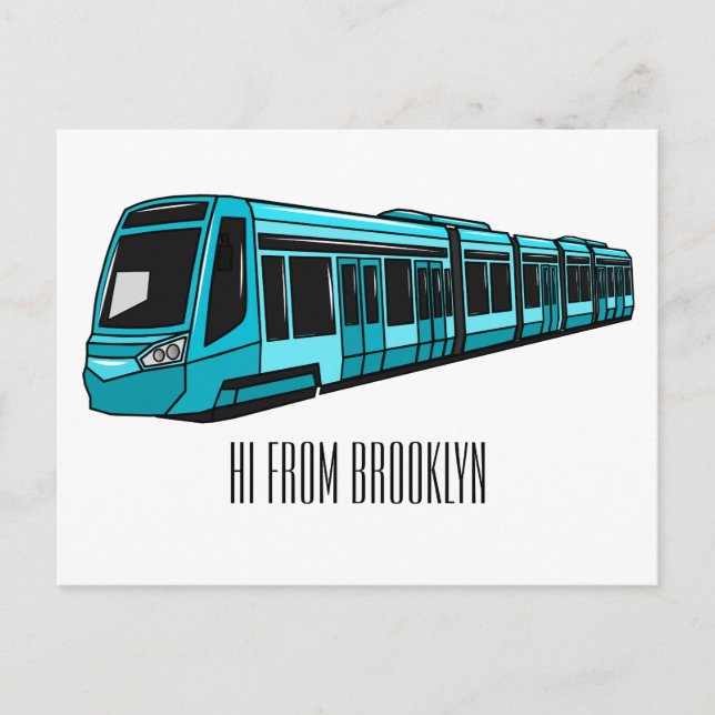Electric locomotive cartoon illustration postcard (Front)