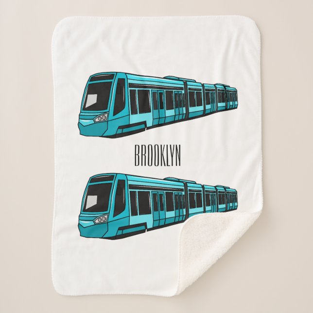 Electric locomotive cartoon illustration sherpa blanket (Front)