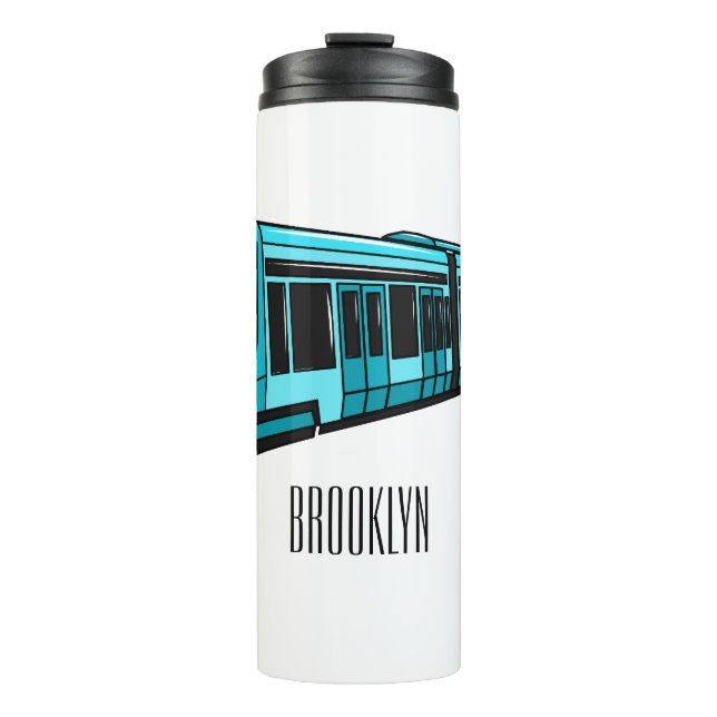 Electric locomotive cartoon illustration thermal tumbler (Front)