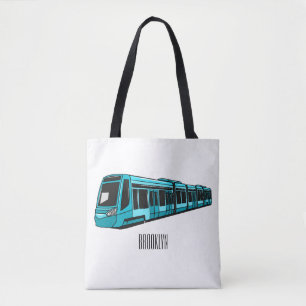 Electric locomotive cartoon illustration tote bag