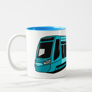 Electric locomotive cartoon illustration Two-Tone coffee mug