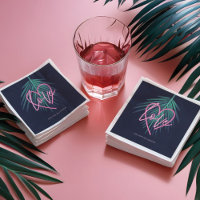 Electric Love Neon Pink Heart & Tropical Palm Leaf